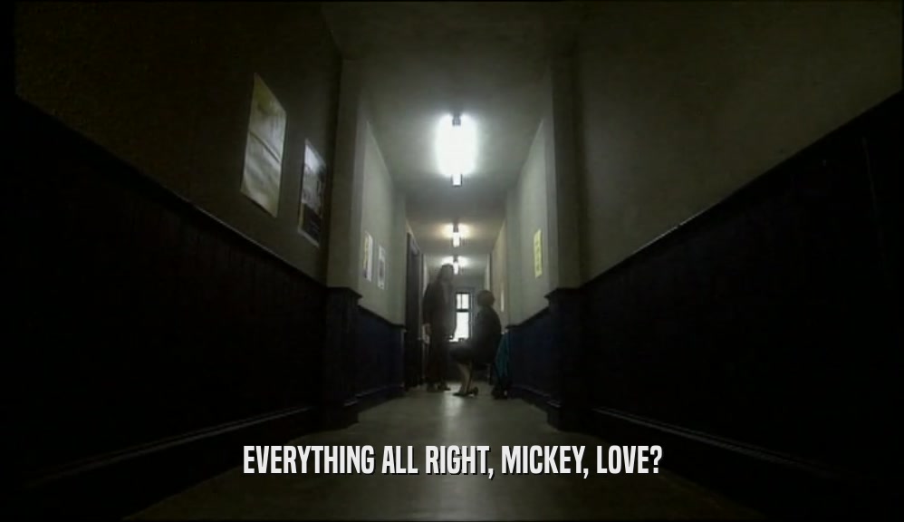 EVERYTHING ALL RIGHT, MICKEY, LOVE?  
