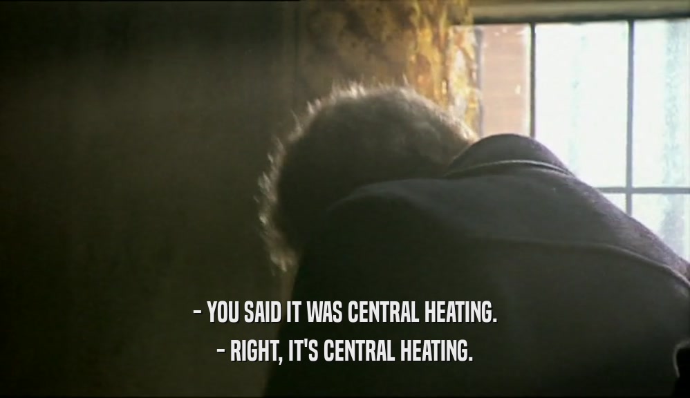 - YOU SAID IT WAS CENTRAL HEATING.
 - RIGHT, IT'S CENTRAL HEATING.
 