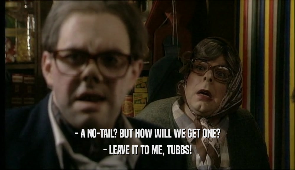 - A NO-TAIL? BUT HOW WILL WE GET ONE? - LEAVE IT TO ME, TUBBS! 