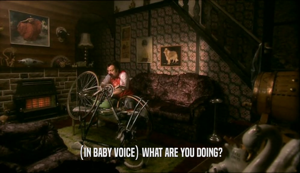 (IN BABY VOICE) WHAT ARE YOU DOING?  
