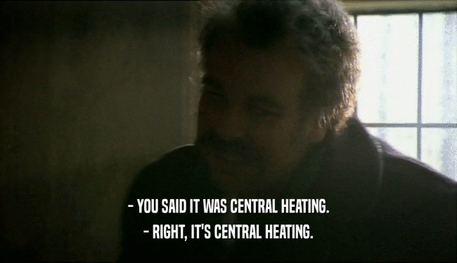 - YOU SAID IT WAS CENTRAL HEATING. - RIGHT, IT'S CENTRAL HEATING. 