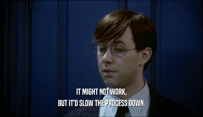 IT MIGHT NOT WORK, BUT IT'D SLOW THE PROCESS DOWN. 
