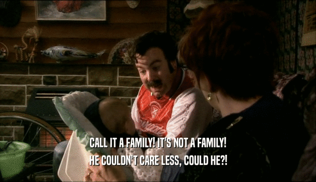CALL IT A FAMILY! IT'S NOT A FAMILY! HE COULDN'T CARE LESS, COULD HE?! 