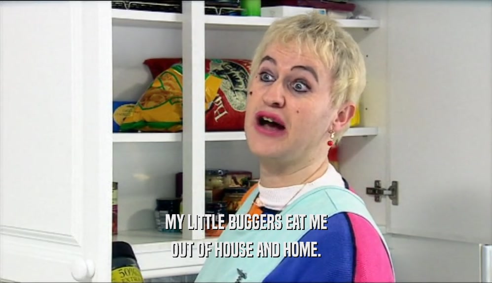 MY LITTLE BUGGERS EAT ME OUT OF HOUSE AND HOME. 