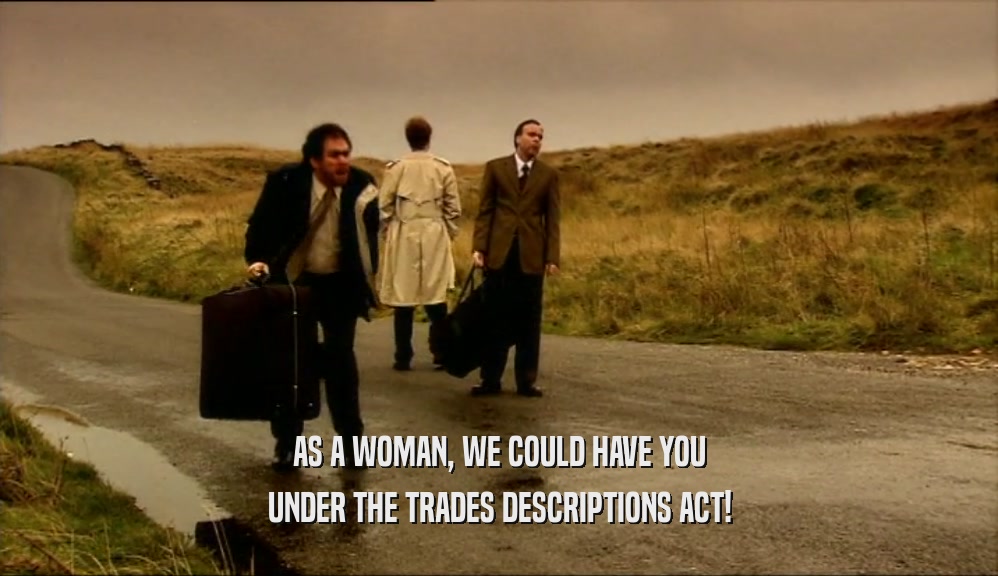 AS A WOMAN, WE COULD HAVE YOU
 UNDER THE TRADES DESCRIPTIONS ACT!
 