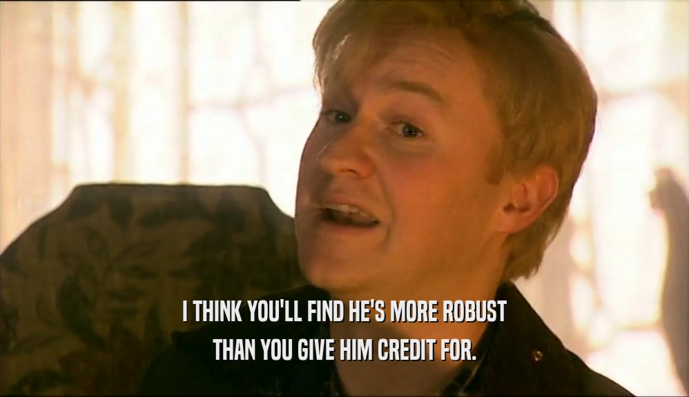 I THINK YOU'LL FIND HE'S MORE ROBUST THAN YOU GIVE HIM CREDIT FOR. 