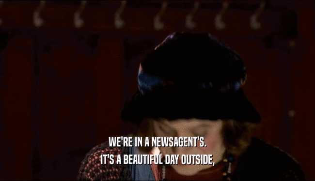 WE'RE IN A NEWSAGENT'S. IT'S A BEAUTIFUL DAY OUTSIDE, 