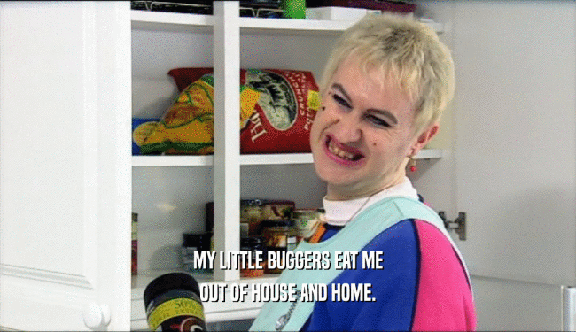 MY LITTLE BUGGERS EAT ME OUT OF HOUSE AND HOME. 