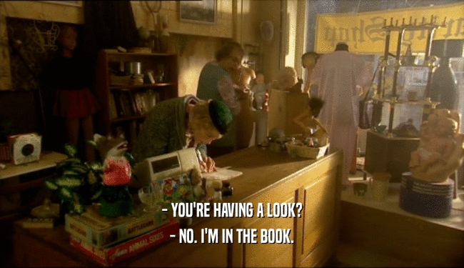 - YOU'RE HAVING A LOOK? - NO. I'M IN THE BOOK. 