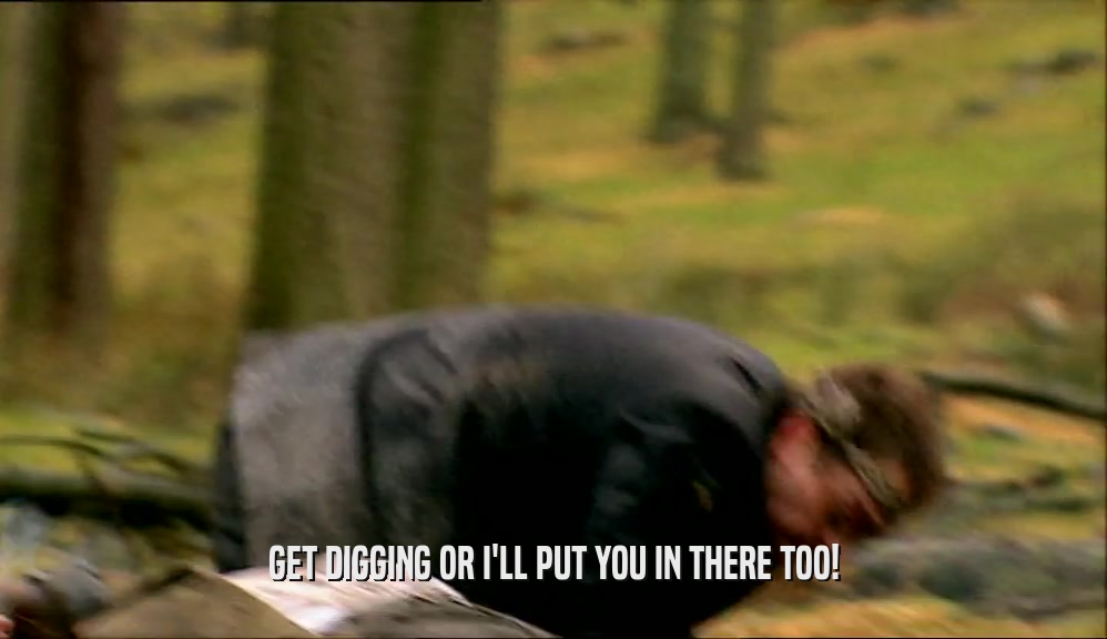 GET DIGGING OR I'LL PUT YOU IN THERE TOO!  