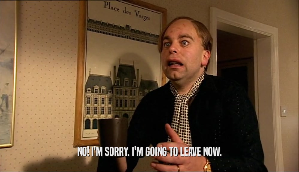 NO! I'M SORRY. I'M GOING TO LEAVE NOW.  