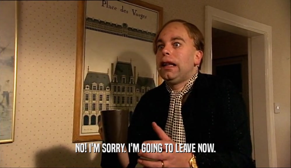 NO! I'M SORRY. I'M GOING TO LEAVE NOW.  