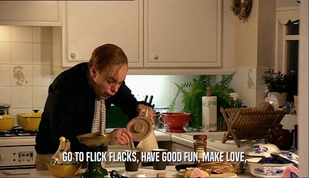 GO TO FLICK FLACKS, HAVE GOOD FUN, MAKE LOVE,  