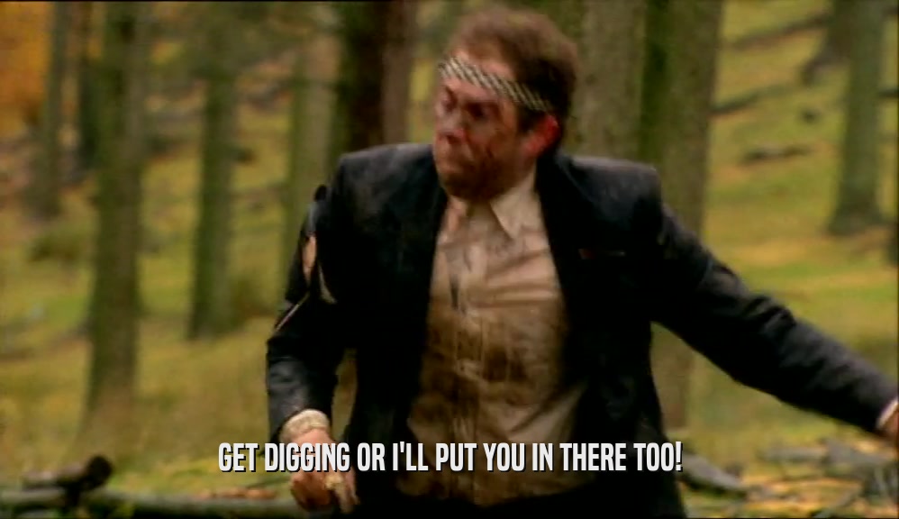 GET DIGGING OR I'LL PUT YOU IN THERE TOO!  