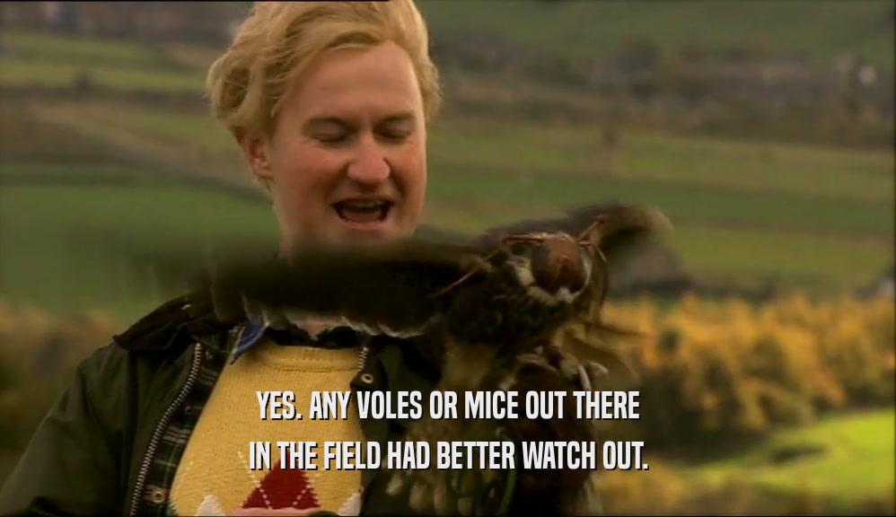 YES. ANY VOLES OR MICE OUT THERE IN THE FIELD HAD BETTER WATCH OUT. 