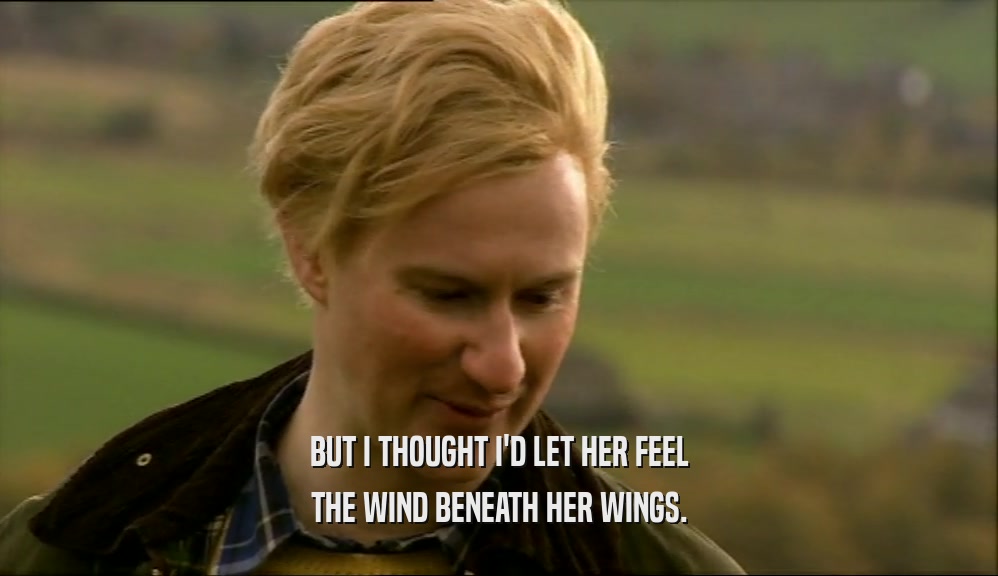 BUT I THOUGHT I'D LET HER FEEL THE WIND BENEATH HER WINGS. 