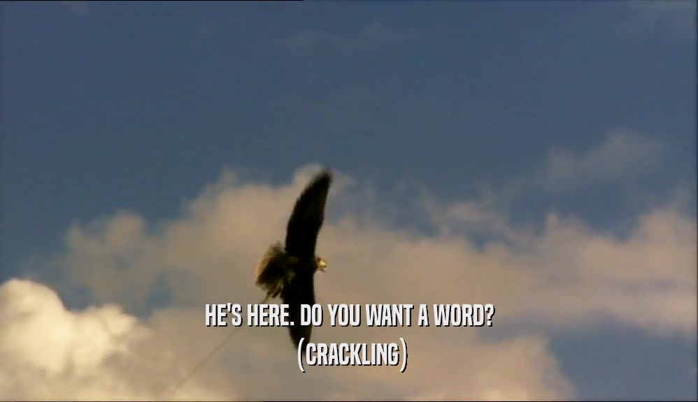 HE'S HERE. DO YOU WANT A WORD? (CRACKLING) 