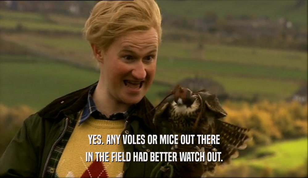 YES. ANY VOLES OR MICE OUT THERE IN THE FIELD HAD BETTER WATCH OUT. 