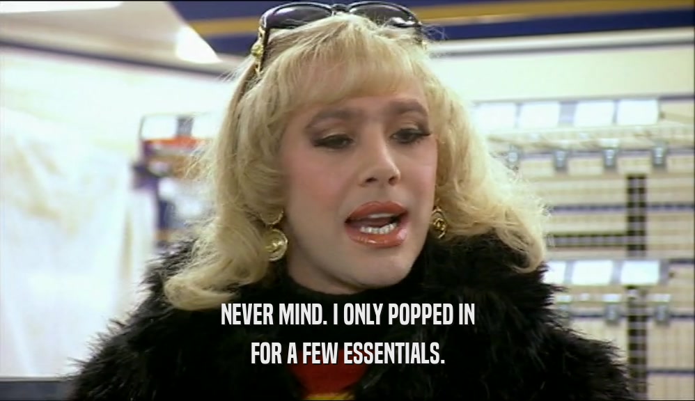 NEVER MIND. I ONLY POPPED IN FOR A FEW ESSENTIALS. 