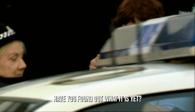 HAVE YOU FOUND OUT WHAT IT IS YET?  