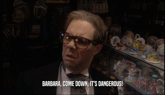 BARBARA, COME DOWN, IT'S DANGEROUS!  
