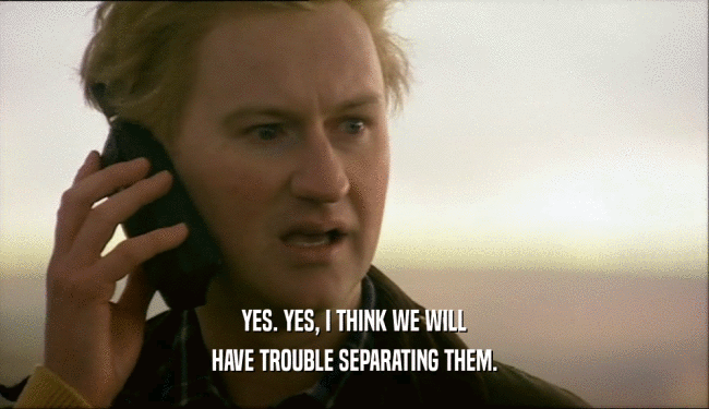 YES. YES, I THINK WE WILL HAVE TROUBLE SEPARATING THEM. 