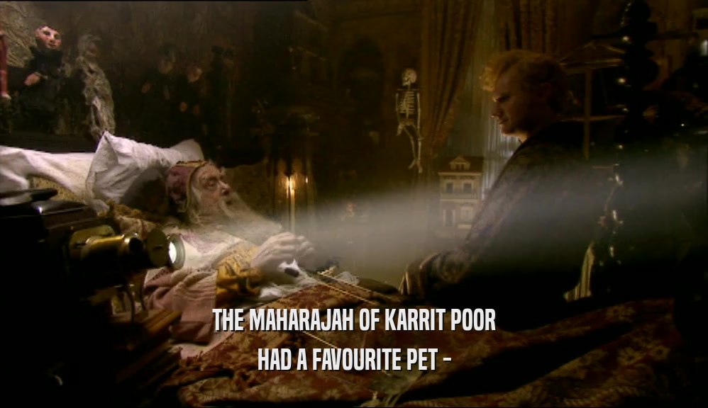 THE MAHARAJAH OF KARRIT POOR
 HAD A FAVOURITE PET -
 