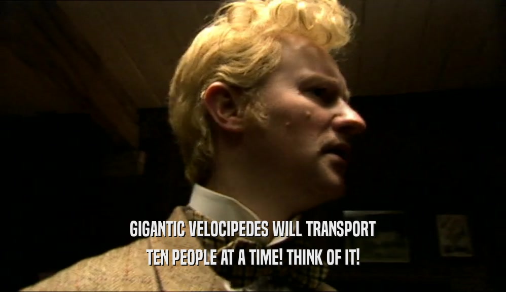 GIGANTIC VELOCIPEDES WILL TRANSPORT TEN PEOPLE AT A TIME! THINK OF IT! 