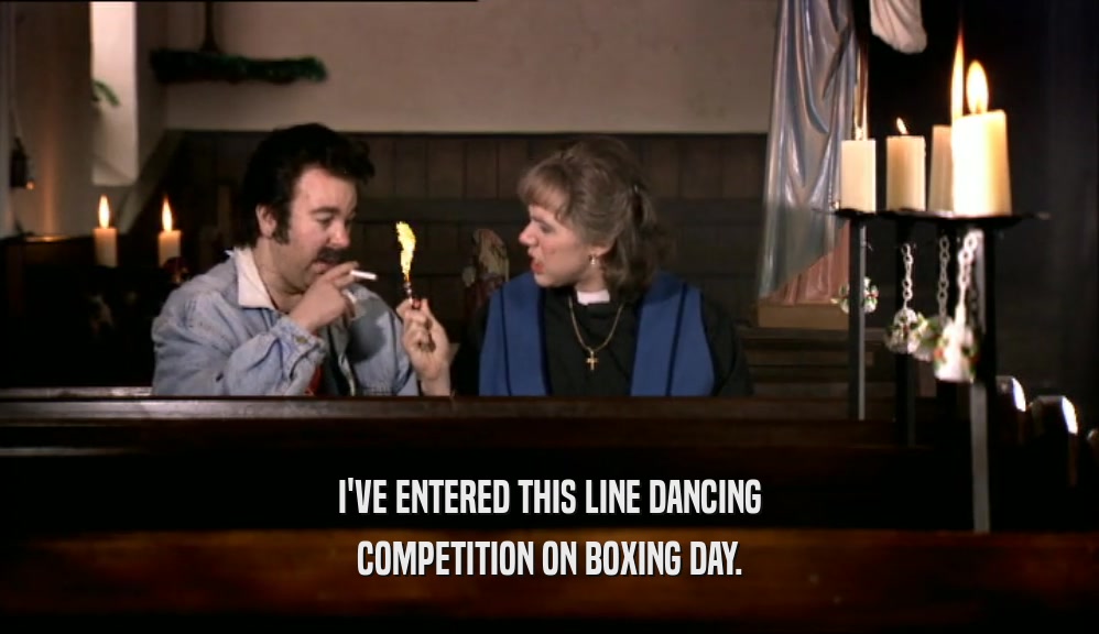 I'VE ENTERED THIS LINE DANCING COMPETITION ON BOXING DAY. 