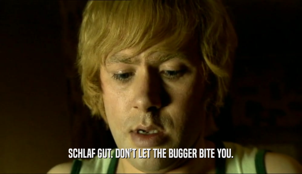 SCHLAF GUT. DON'T LET THE BUGGER BITE YOU.  