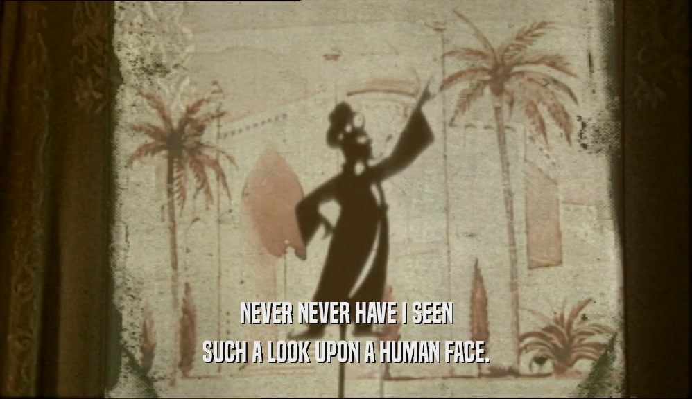 NEVER NEVER HAVE I SEEN SUCH A LOOK UPON A HUMAN FACE. 