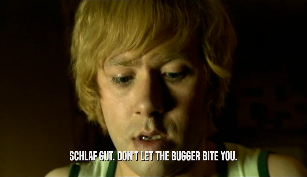 SCHLAF GUT. DON'T LET THE BUGGER BITE YOU.  