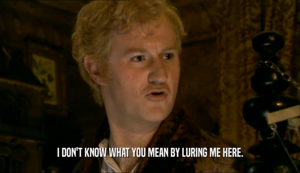 I DON'T KNOW WHAT YOU MEAN BY LURING ME HERE.  