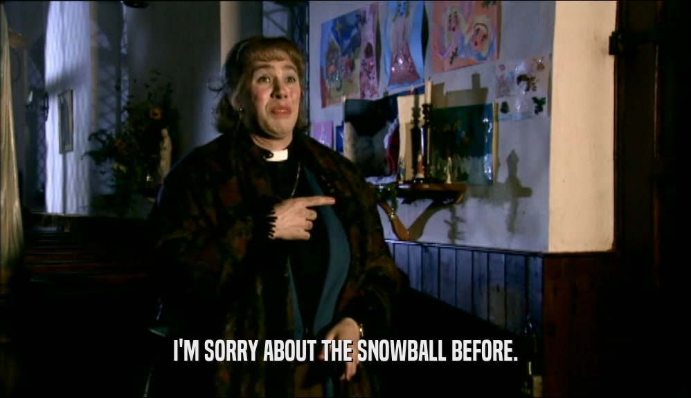 I'M SORRY ABOUT THE SNOWBALL BEFORE.  