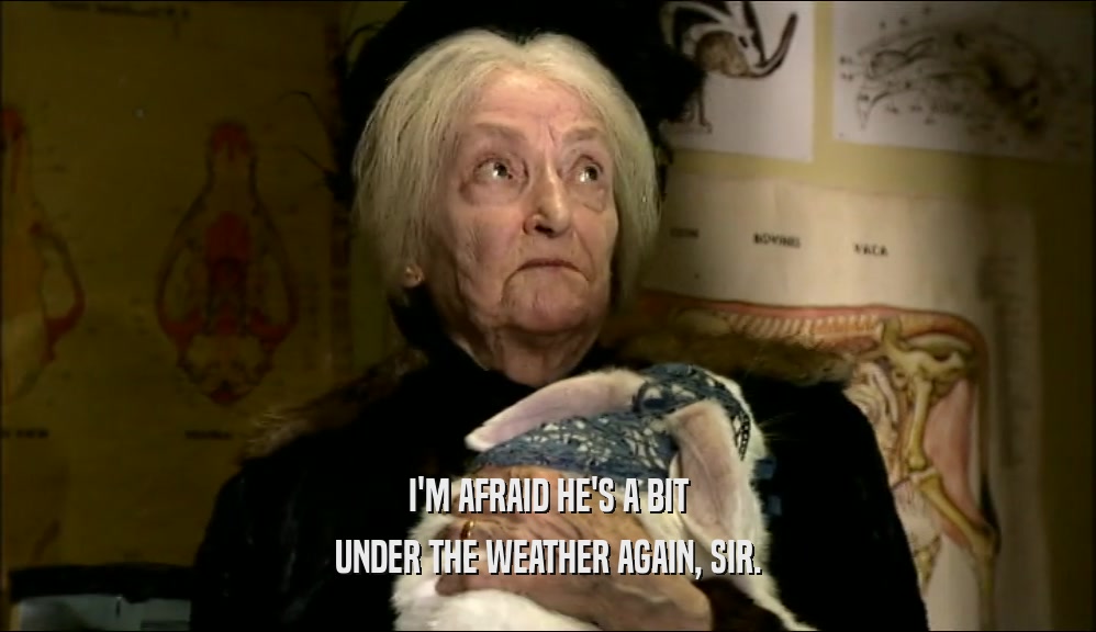 I'M AFRAID HE'S A BIT UNDER THE WEATHER AGAIN, SIR. 