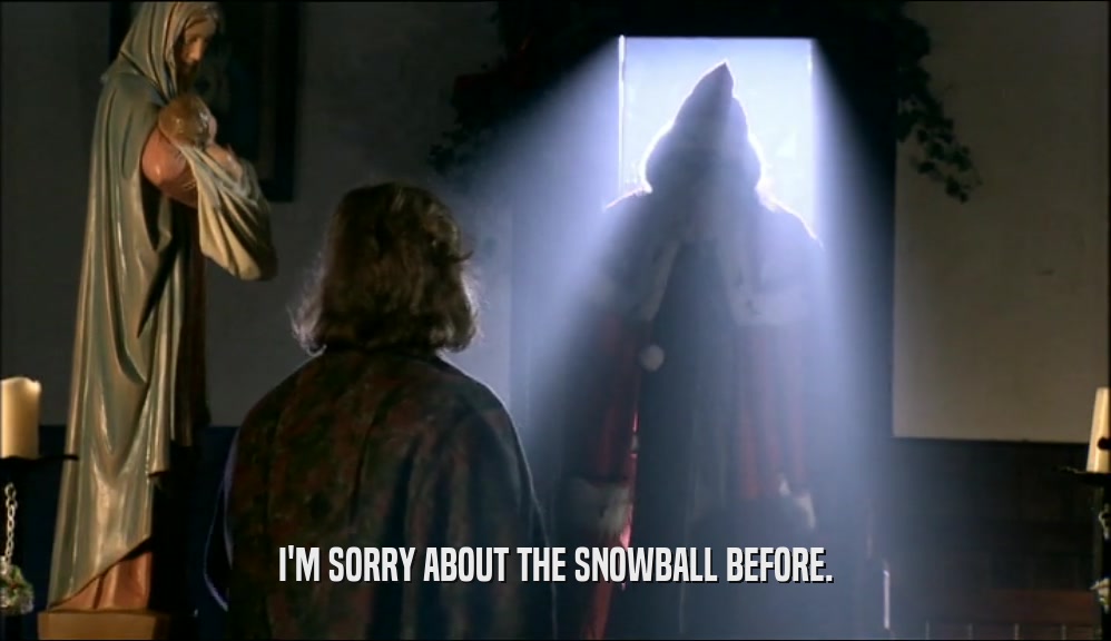 I'M SORRY ABOUT THE SNOWBALL BEFORE.  