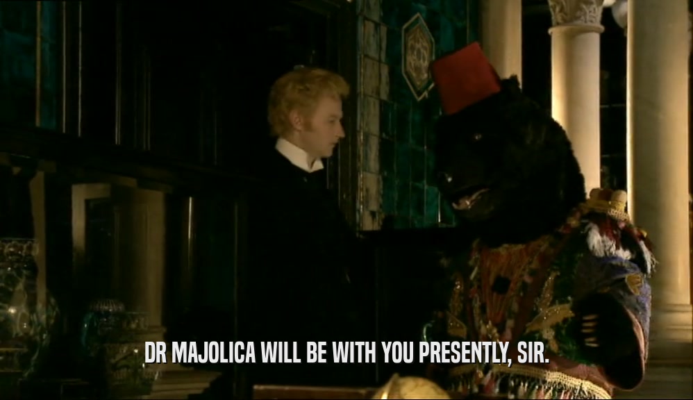 DR MAJOLICA WILL BE WITH YOU PRESENTLY, SIR.  