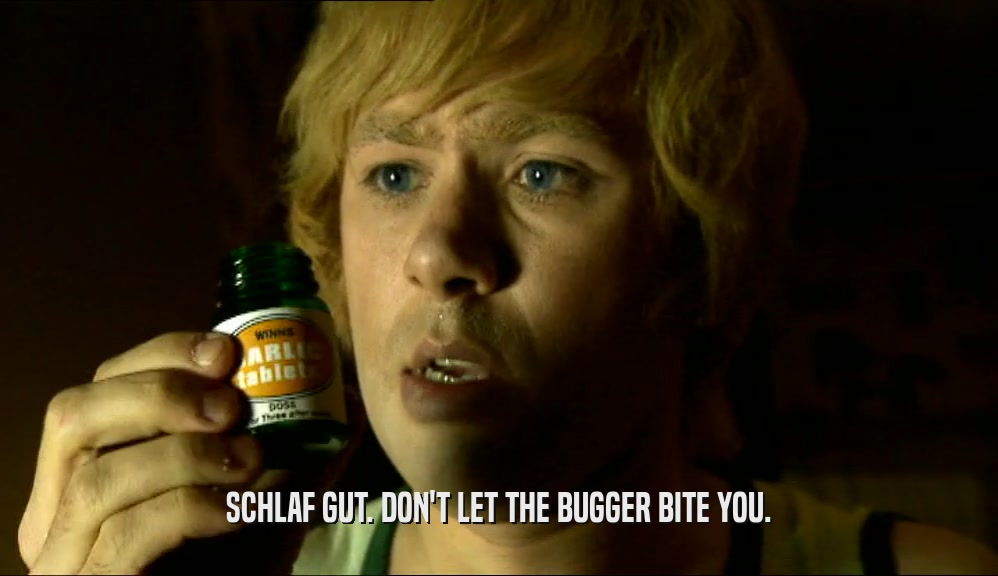 SCHLAF GUT. DON'T LET THE BUGGER BITE YOU.  
