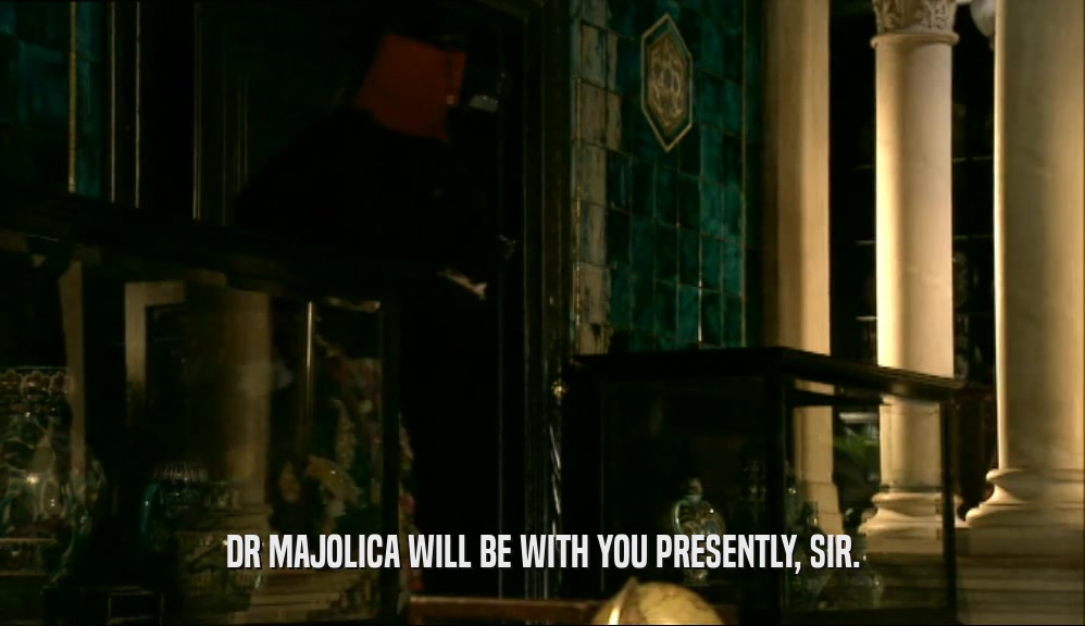 DR MAJOLICA WILL BE WITH YOU PRESENTLY, SIR.  
