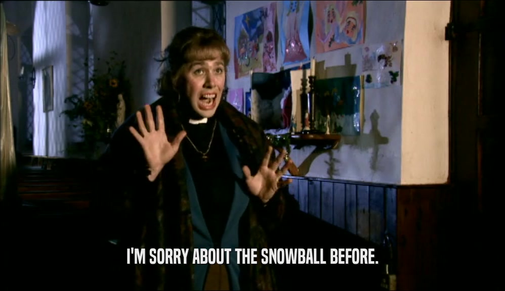 I'M SORRY ABOUT THE SNOWBALL BEFORE.
  