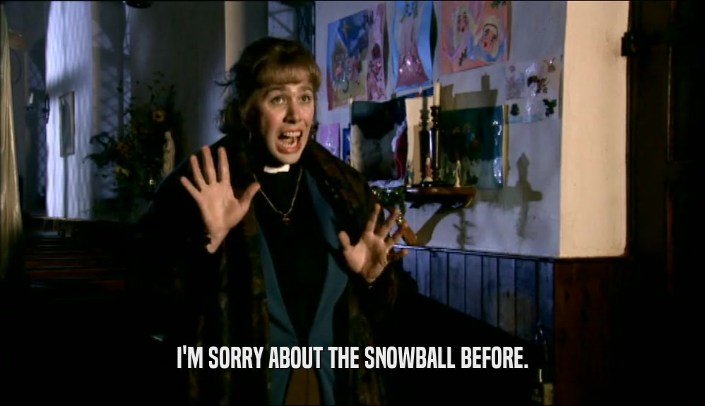 I'M SORRY ABOUT THE SNOWBALL BEFORE.  