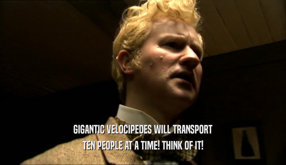 GIGANTIC VELOCIPEDES WILL TRANSPORT TEN PEOPLE AT A TIME! THINK OF IT! 