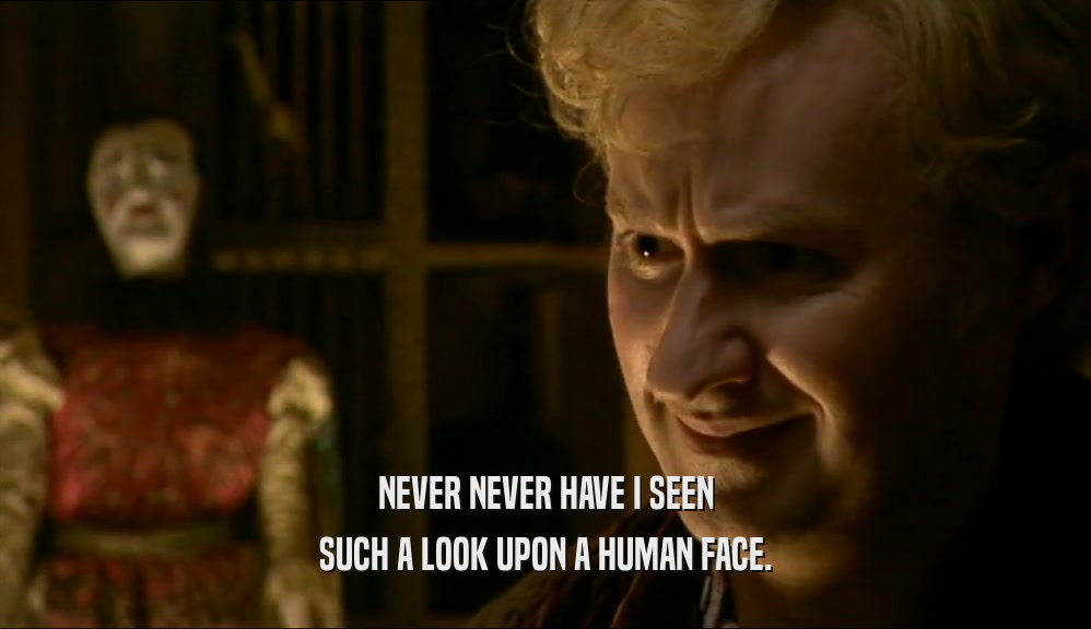 NEVER NEVER HAVE I SEEN SUCH A LOOK UPON A HUMAN FACE. 