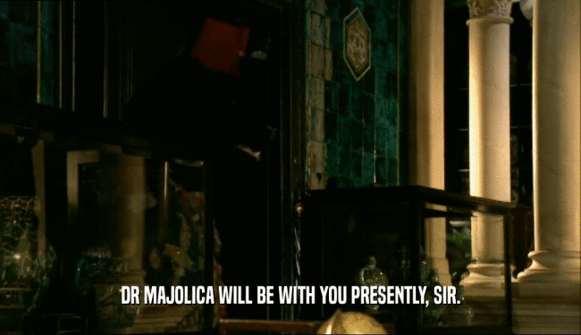 DR MAJOLICA WILL BE WITH YOU PRESENTLY, SIR.  