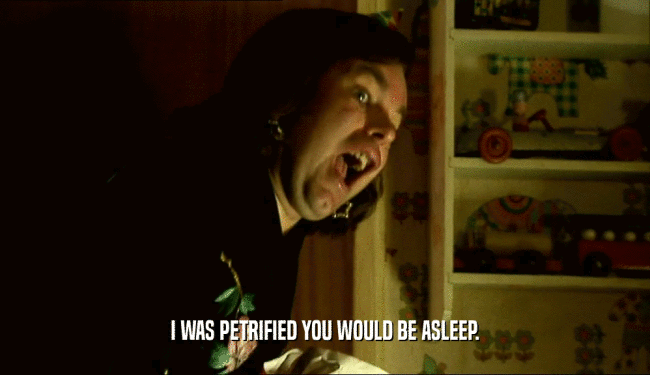 I WAS PETRIFIED YOU WOULD BE ASLEEP.  