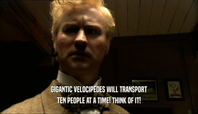 GIGANTIC VELOCIPEDES WILL TRANSPORT TEN PEOPLE AT A TIME! THINK OF IT! 