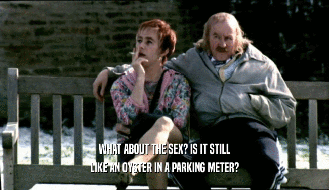 WHAT ABOUT THE SEX? IS IT STILL LIKE AN OYSTER IN A PARKING METER? 
