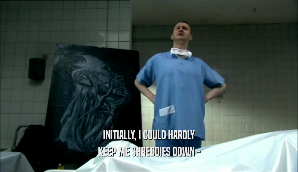 INITIALLY, I COULD HARDLY KEEP ME SHREDDIES DOWN - 