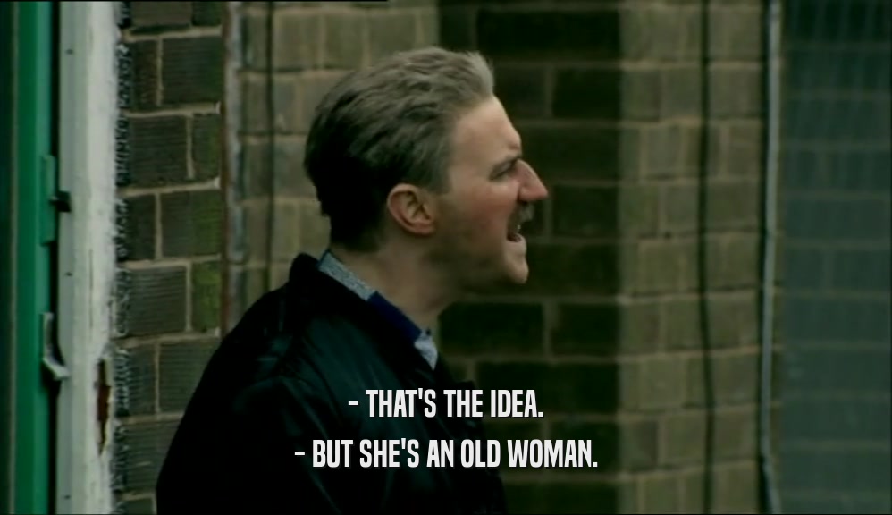 - THAT'S THE IDEA. - BUT SHE'S AN OLD WOMAN. 