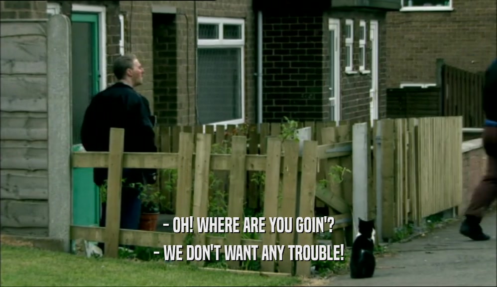 - OH! WHERE ARE YOU GOIN'? - WE DON'T WANT ANY TROUBLE! 